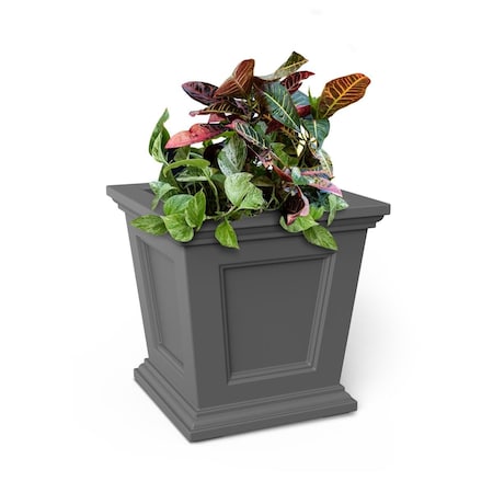 Lawnitator 16 in. Fairfield Square Planter- Graphite Grey LA3088165